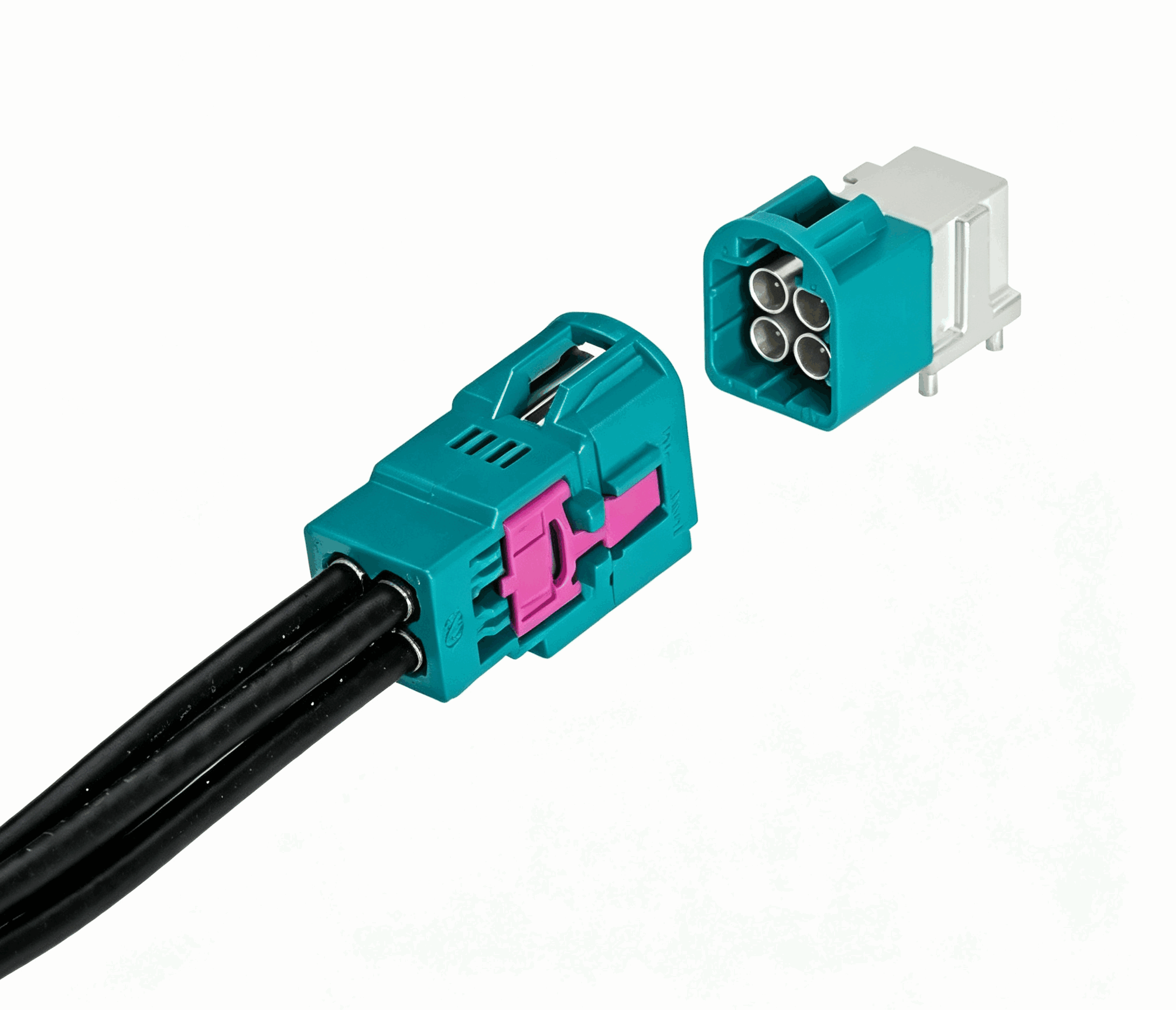 Custom cable assembly incorporating mini FAKRA connectors